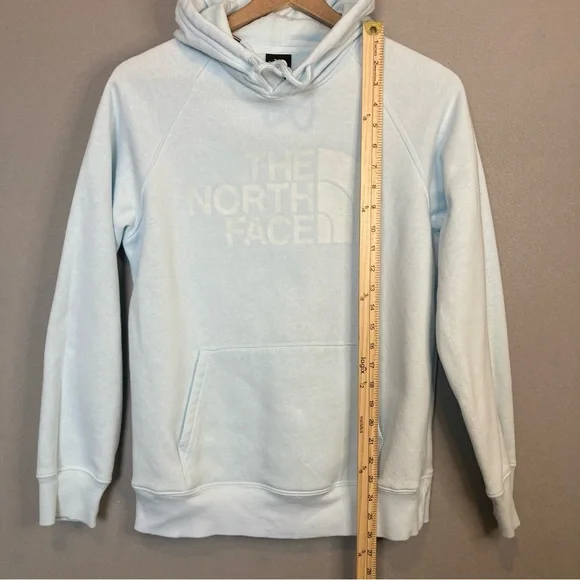 THE NORTH FACE WOMENS HOODIE, SZ-MED, BABY BLUE, EMBLEM AND POCKET ON FRONT - Picture 5 of 9
